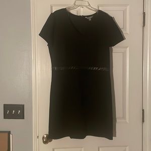 Sharagano Black Faux Suede Sheath Dress NWOT